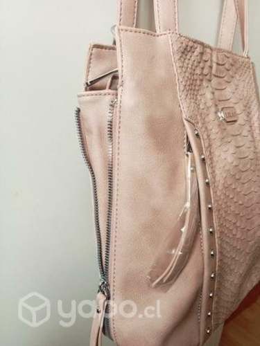 Cartera ecocuero rosa pálido,marca Lila's,Nueva