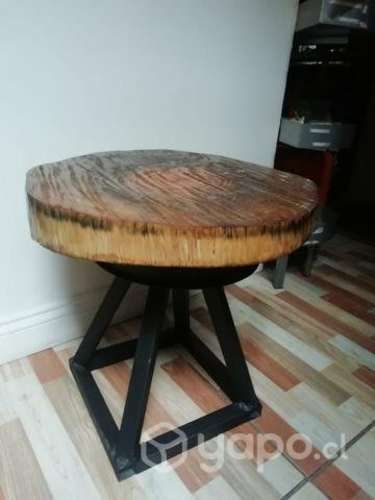 Mesa de centro con rodela de madera