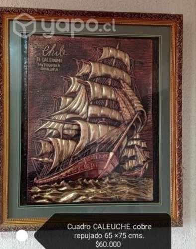 Cuadro el caleuche de cobre repujado