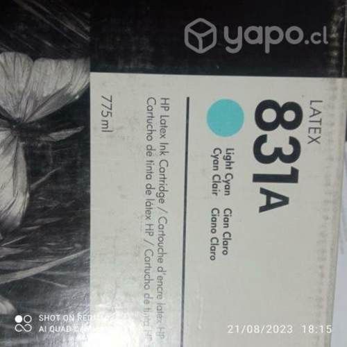 Tintas HP 831a colores originales de 775ml