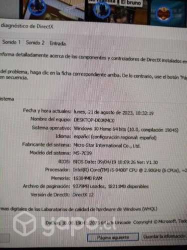 Pc i5 9400f + gtx 1650 OC