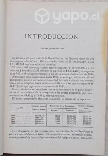 Estadistica Comercial Republica De Chile Año 1889