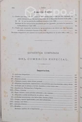 Estadistica Comercial Republica De Chile Año 1889