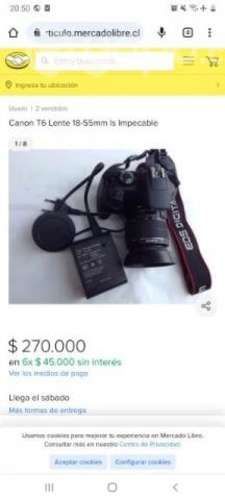 Camara canon T6 rebel y accesorios