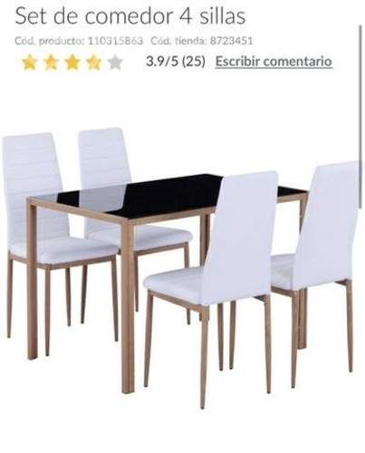 COMEDOR VIDRIO + 4 SiILLAS