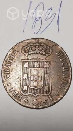 Moneda año 1831 10 Reis. Miguel I. Portugal