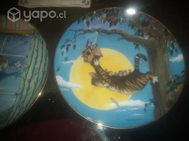 Antiguos platos colección gatos seriados