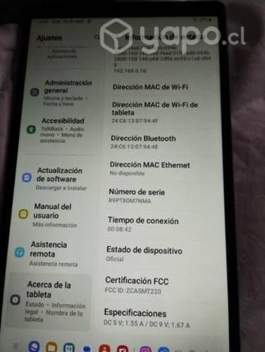 Tablet Samsung sin uso impecable