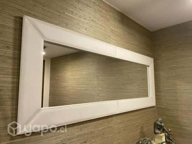 Espejo con marco eco cuero blanco