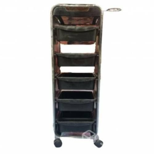 Carro ayudante peluquero cromado 5 bandejas