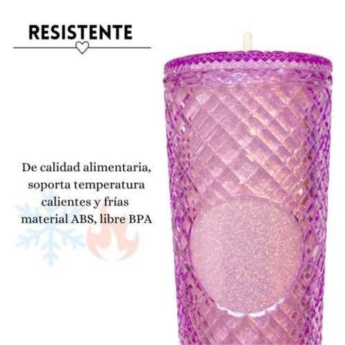 Vaso Térmico Mora Glitter Brillos Tipo Starbucks