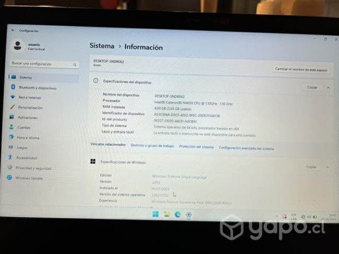 Notebook IdeaPad 3 14IGL05 de 14 (Celeron N4020)