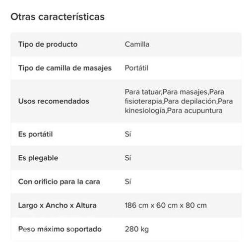 Camilla para distintos usos