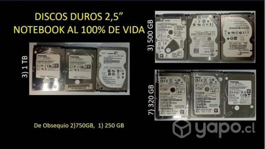 Discos duros 2,5&#8221; notebook al 100% de vida