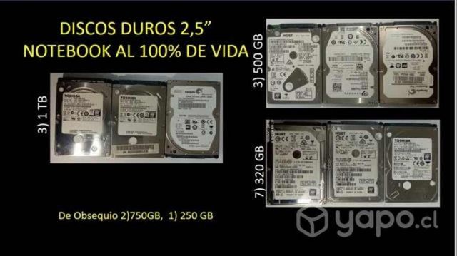 Discos duros 2,5&#8221; notebook al 100% de vida