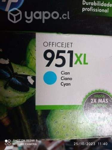 Tintas hp 951xl colores originales de alta