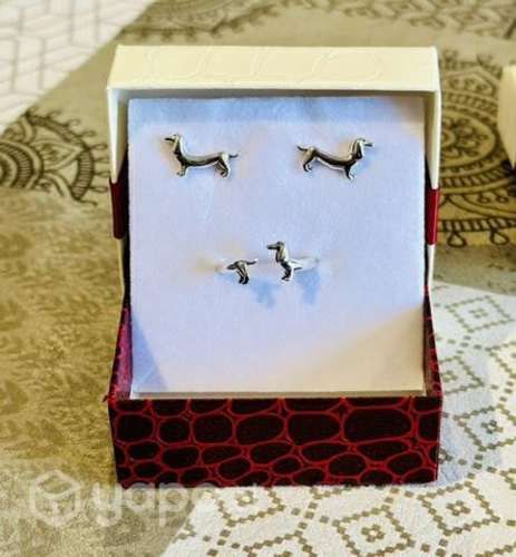 Conjunto de plata perro salchicha