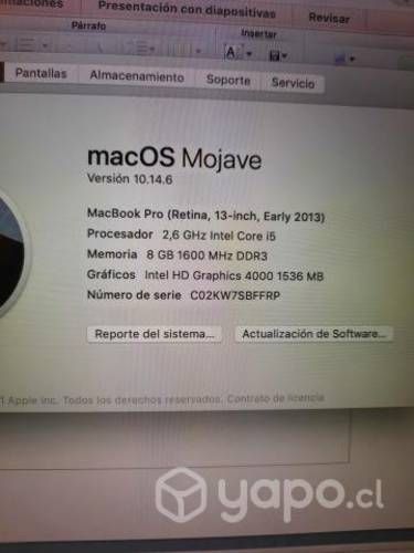 Excelente Macbook pro retina 2013