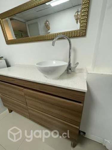 Mueble con lavamanos y llave mármol