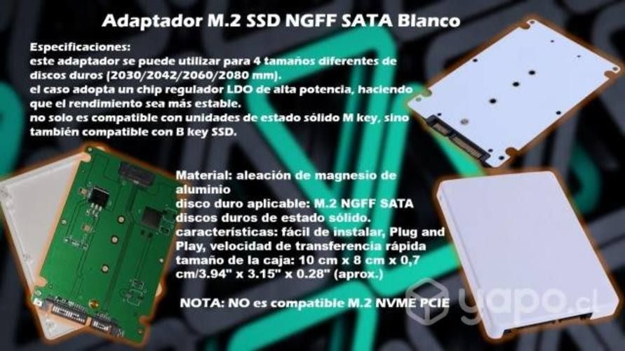 Adaptador M.2 SSD NGFF SATA Blanco
