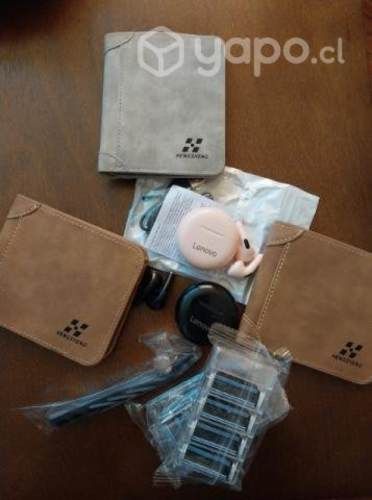 Pack billetera cuero +auriculares +maquina afeitar