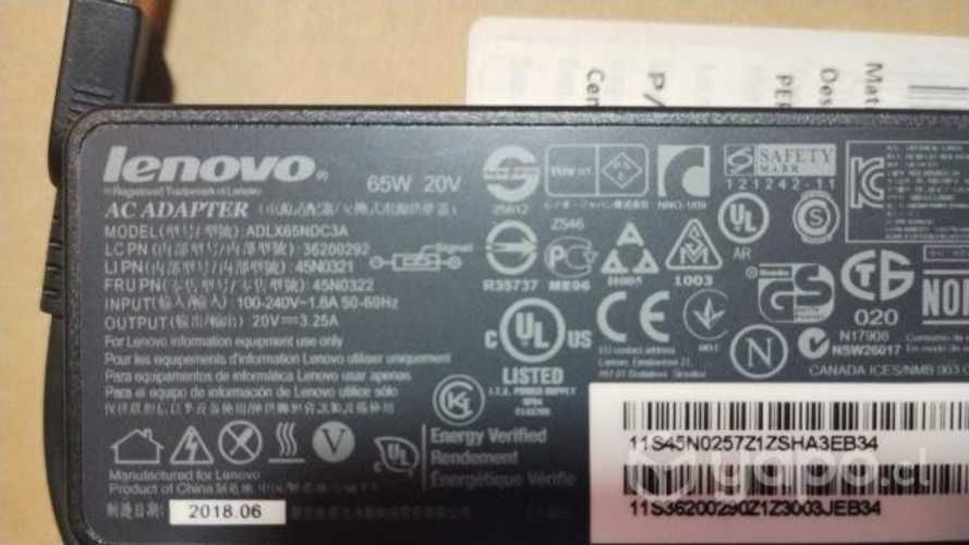 Cargador Lenovo Original 65 W USB Punta cuadrada 2