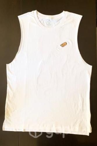 Polera Blanca sin mangas diseño oro