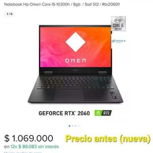 Notebook Hp Omen Core I5-10300h / 8gb / Ssd 512 /