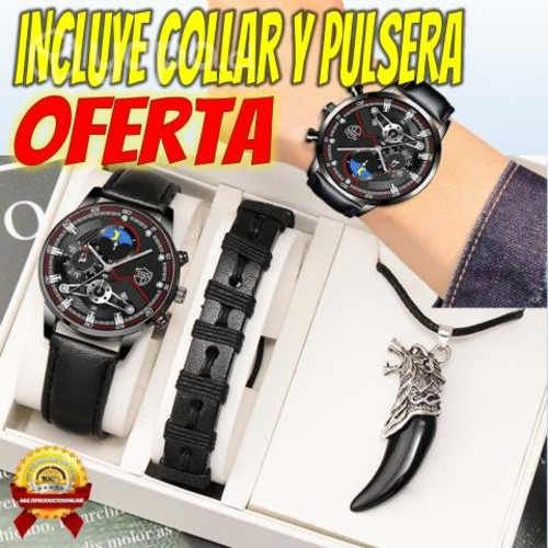 Reloj Con Calendario Incluye Collar y Pulsera