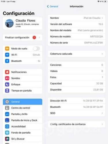 IPAD 6ta generación 32gb