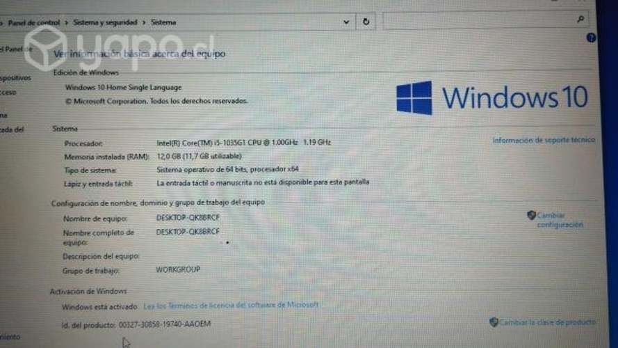 Notebook HP core i5 10th 12GB Ram