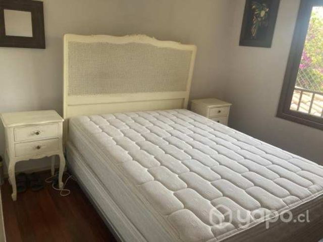 Cama vintage de 2 plazas+2 veladores+colchón