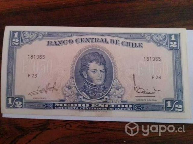 Medio escudo, billete de colección, Chile