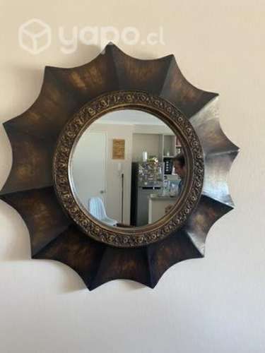 Espejo hexagonal madera de