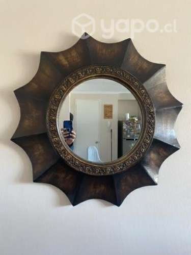 Espejo hexagonal madera de