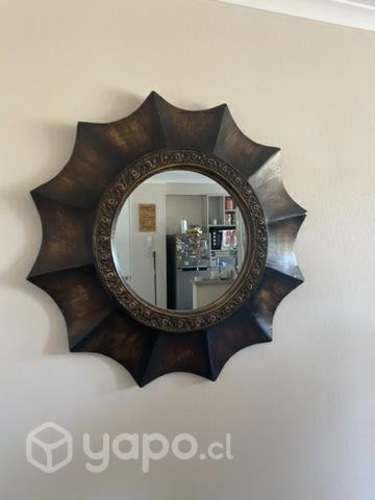 Espejo hexagonal madera de