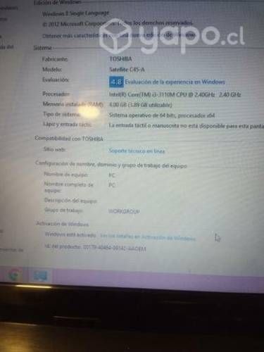 Notebook Toshiba I3
