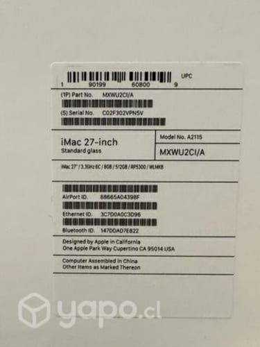 Apple imac retina 5k 27&quot; 2020 Nuevo Sellado