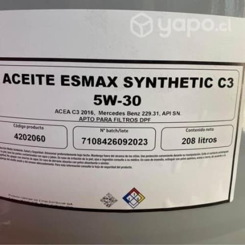 Aceite motor esmax synthetic c3 5w30 208 lt