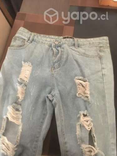 Jeans celestes rotos talla L
