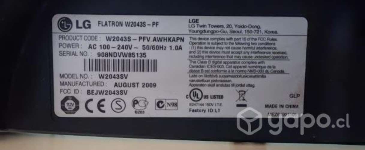 Monitor LG Flatron E2043S-PF