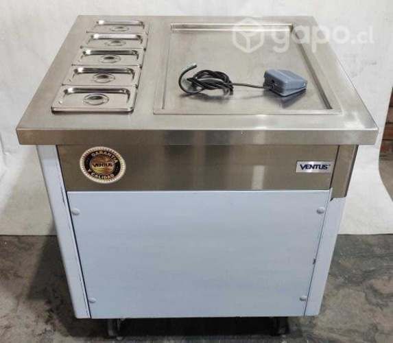 Máquina de helado frito tailandés con depósito ven