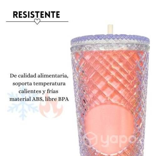 Vaso Térmico Rosa Degradado Glitter Tipo Starbucks