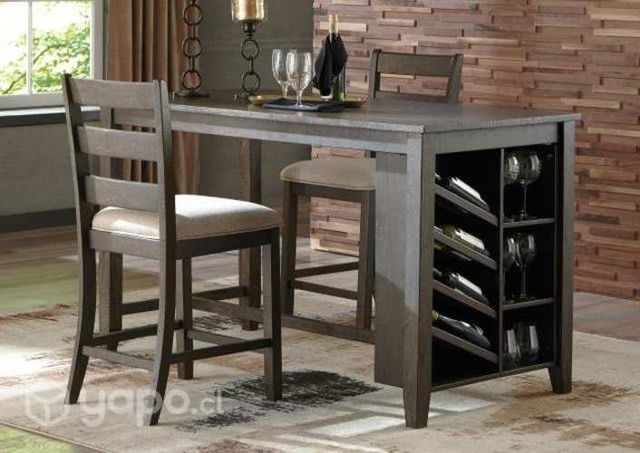 Hermoso Juego de comedor de madera con vinera