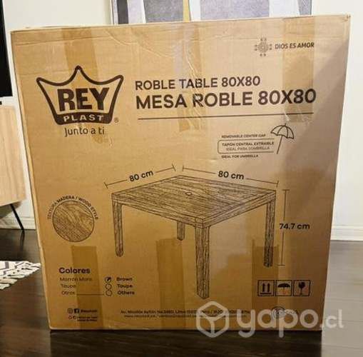 Mesa Resina Tipo Madera 80x80