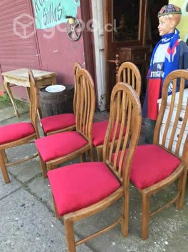 Juego de 6. Sillas recién. Tapizada