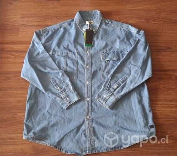 Camisa Manga Larga Americanino Denim Algodón Nuev