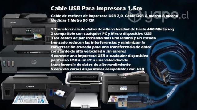 Cable USB Para Impresora 1.5m