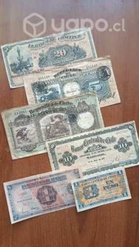 Billetes antiguos nacionales de 20, 5, 10, 1 PESOS