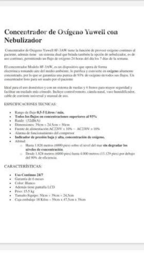 Concentrador de Oxigeno con Nebulizador